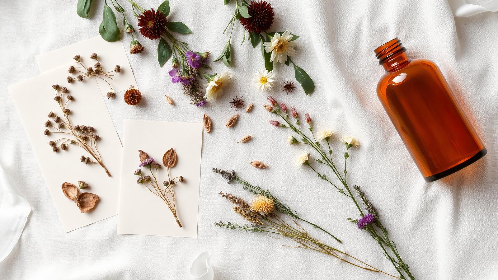 Pressed botanicals flat lay
